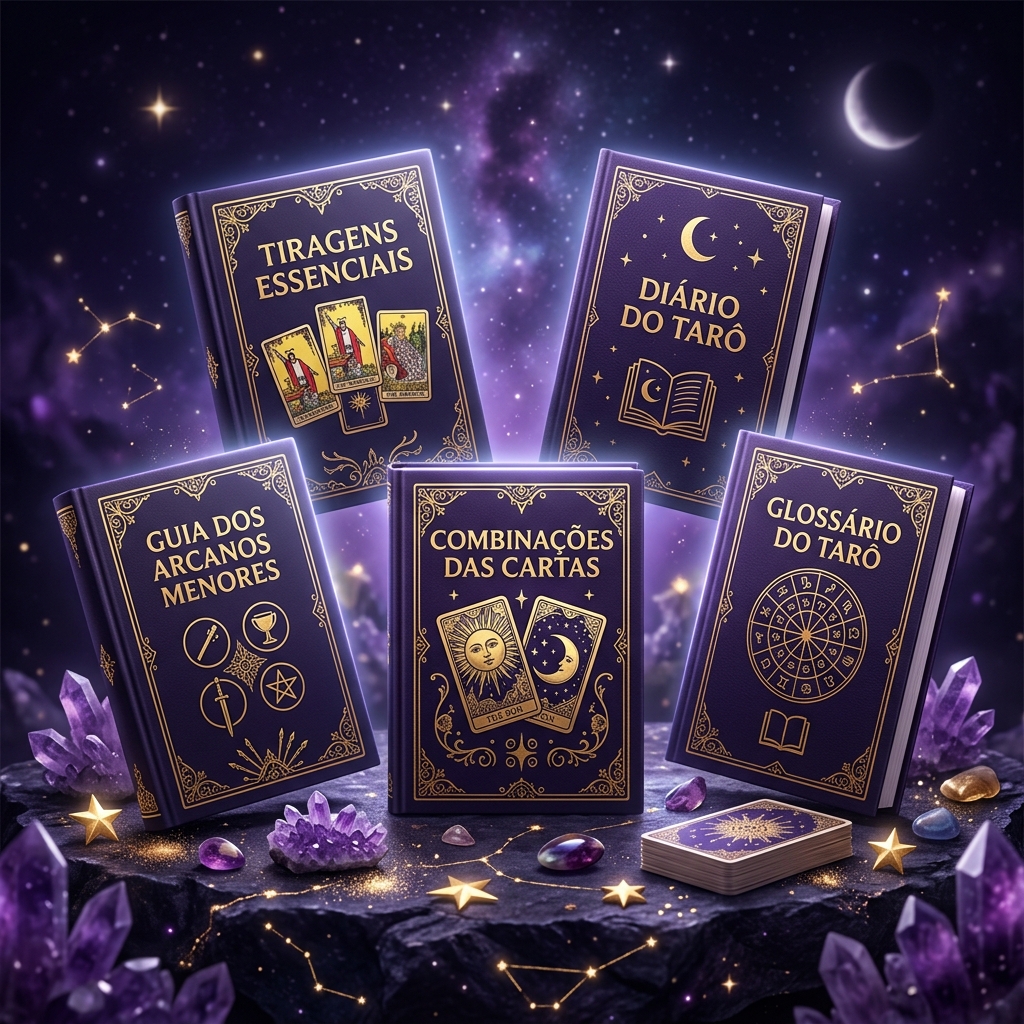 Coleção de 5 ebooks bônus da Cartilha do Tarô: Tiragens, Diário, Combinações, Arcanos Menores e Glossário